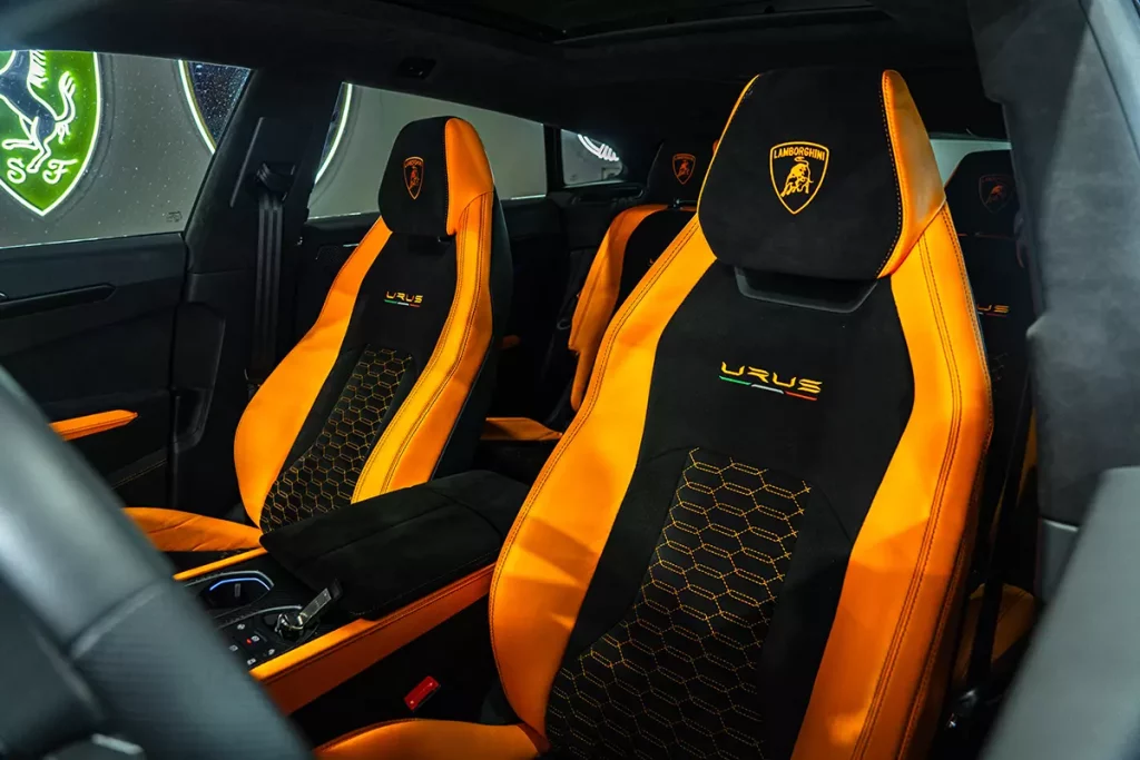 Orange Lamborghini Urus For Rent in Houston 1