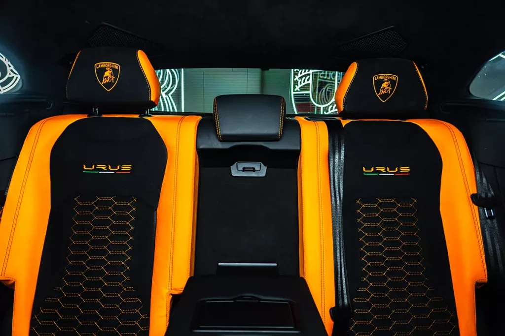 Orange Lamborghini Urus For Rent in Houston 3