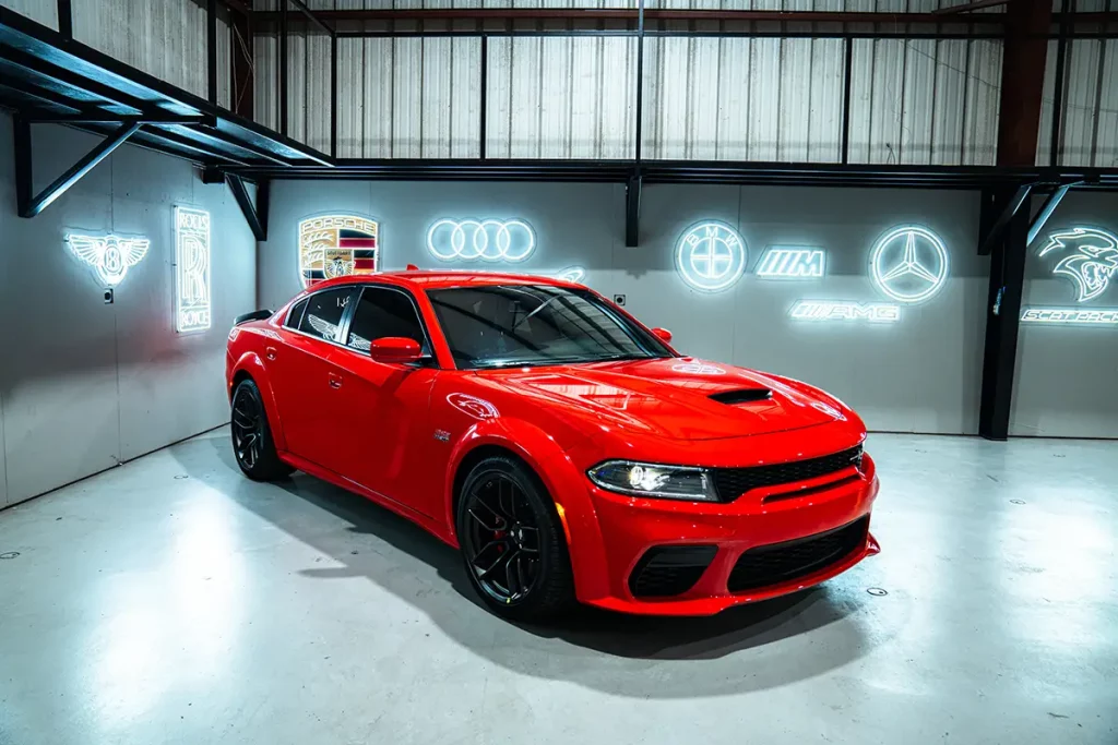 dodge charger red scat pack for rent in Houston 2