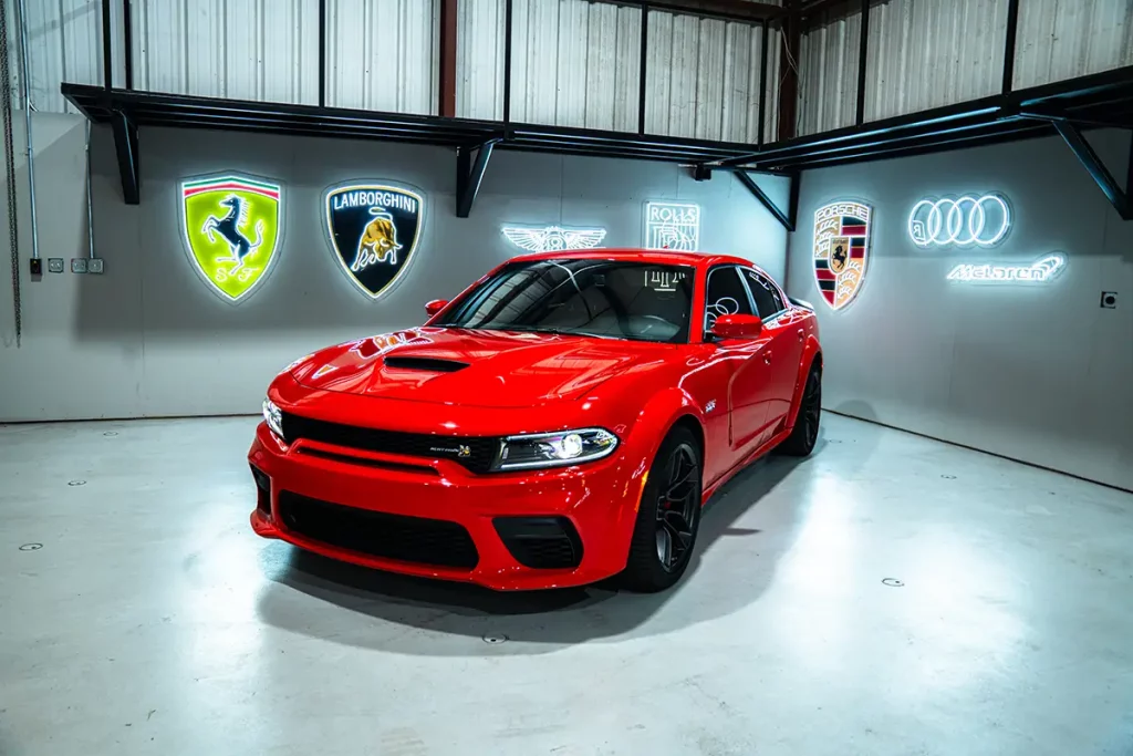 dodge charger red scat pack for rent in Houston 3