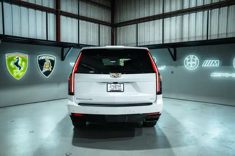 White Cadillac Escalade for rent in Houston 7
