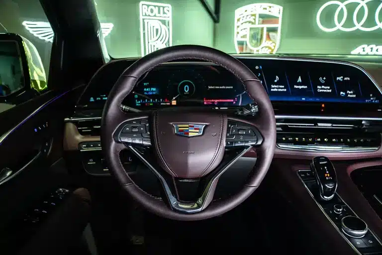 White Cadillac Escalade for rent in Houston 8