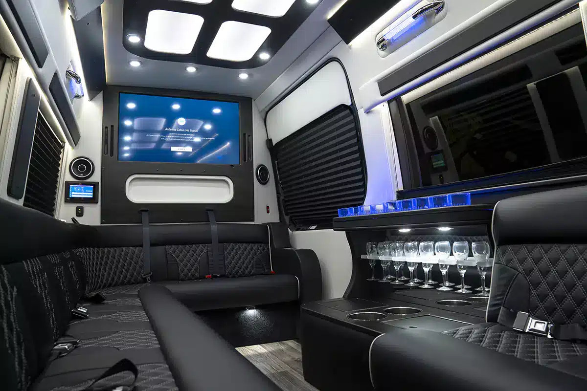 Black Sprinter Van Party Bus for rent Houston 6